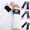 Winter Warme Fäustlinge Strick Fingerlose Armstulpen Warme Fahr-Armstulpen Totenkopf Dehnbar Weiche Handschuhe Halloween Kostüm