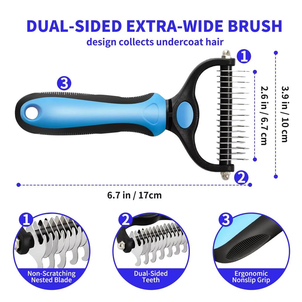 Stainless Pet Deshedding Brush Dog Hair Remover A Pet Double-sided Knot  Comb Dog Comb Cat Grooming Shedding Supplies Tools