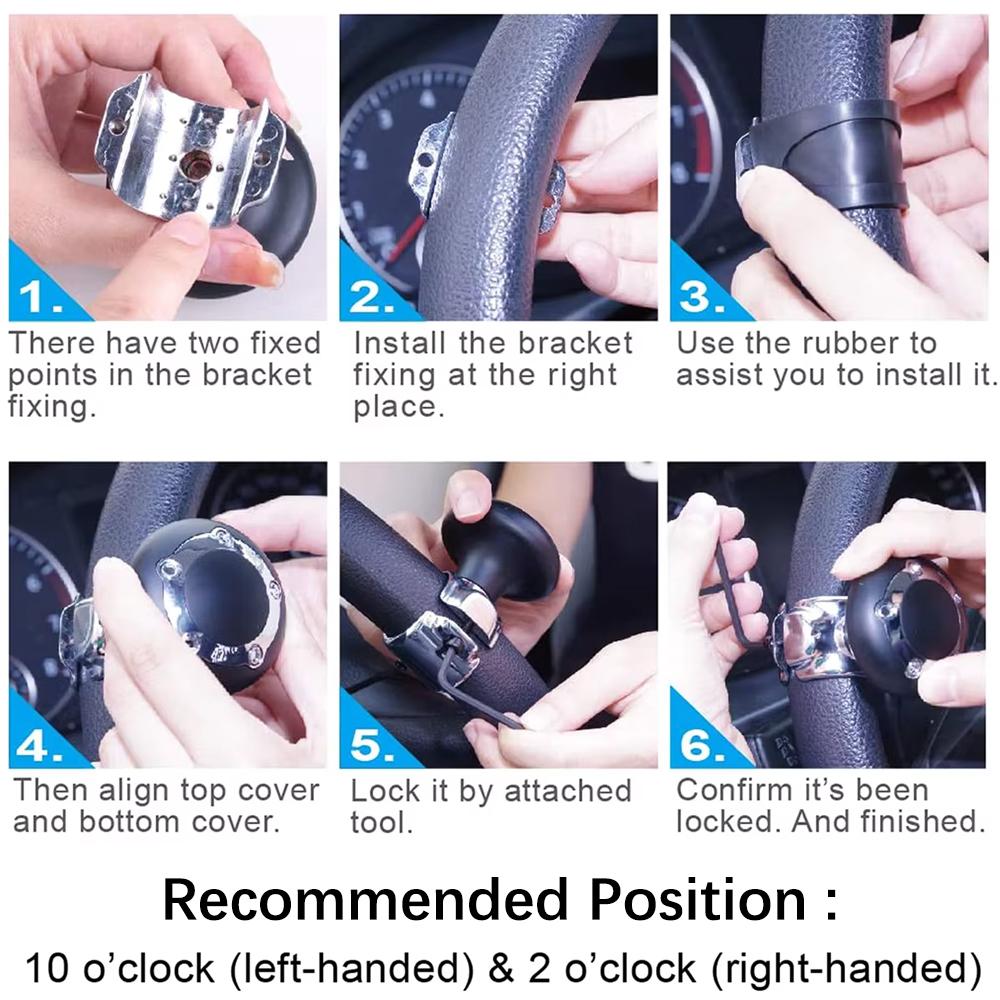 Car Turning Steering Wheel Ball Handle with Steering Wheel Spinner Knob Spinner Knob Rotating Hand Tools Kit Universal Steering Wheel Booster