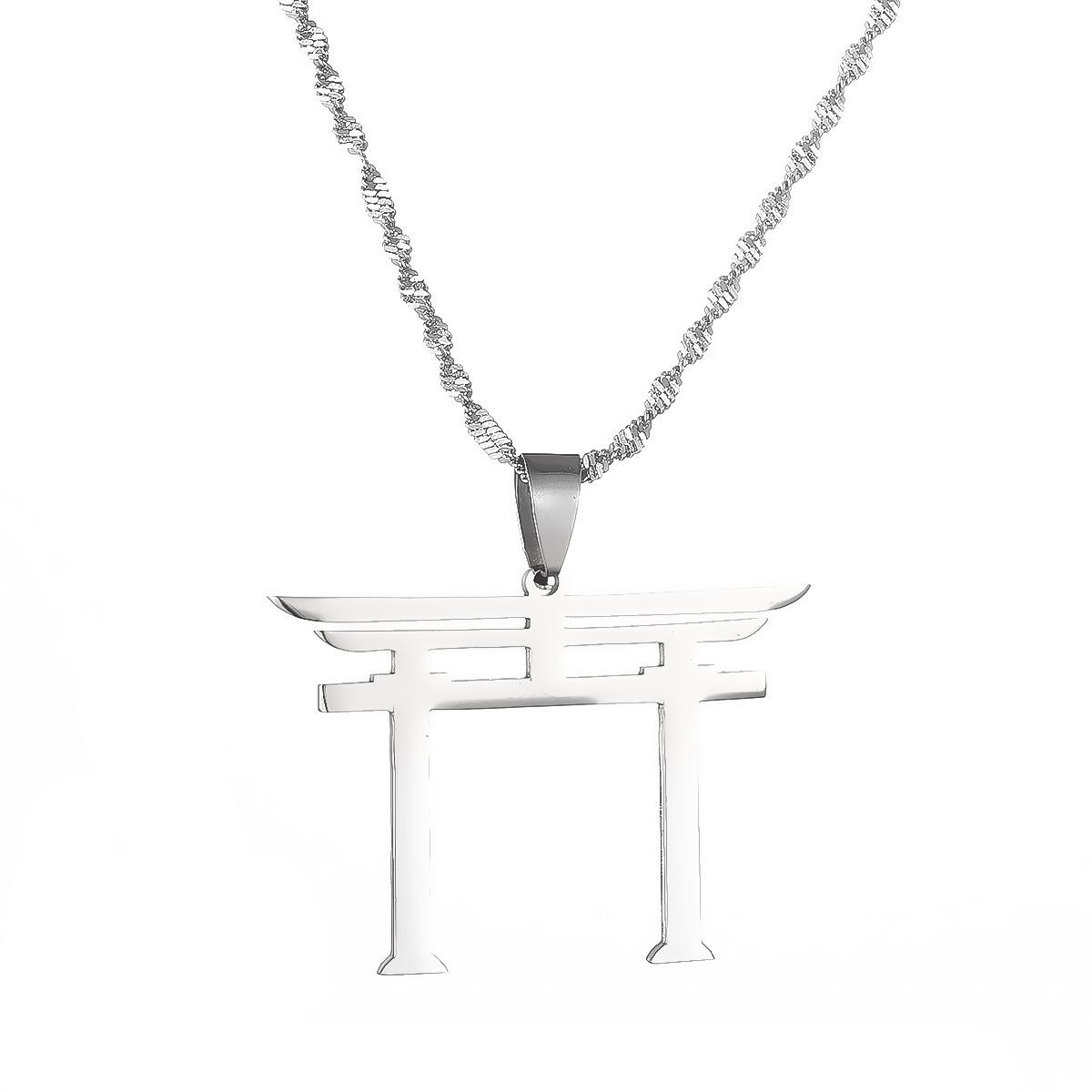 

Унисекс ожерелье из нержавеющей стали с японским синтоистским символом серебряный