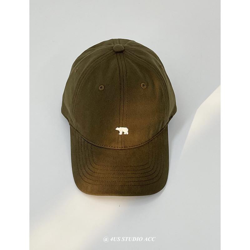 Vintage American Style Soft Top Black Baseball Cap With Cute Bear Embroidery For All Seasons