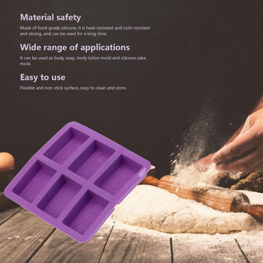 Flexible Silicone Silicone Soap Mold 6-Cavity Design Soap Mold Shell Cake Mold Set Handmade Soap Square