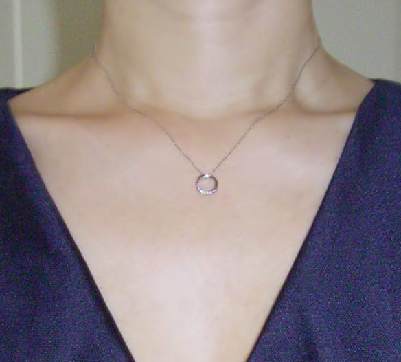 Venus Jewelry Platinum Natural Diamond Circle Gift for Women Necklace,