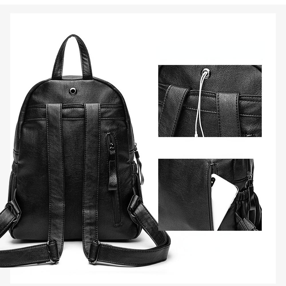Leather Women's Backpack Fashion Cowhide Backpack Fashion Women's Backpack Multi-layer Anti-theft Women's Bag