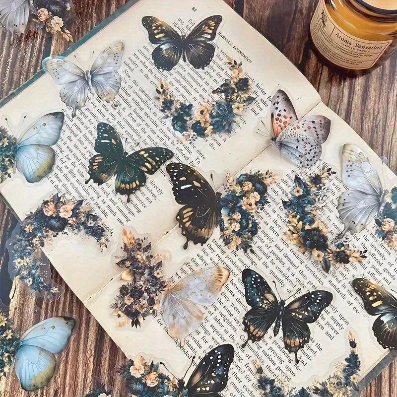 30 ks Samolepky s motivem motýlů a květin pro DIY dekoraci Balení ozdobných samolepek na scrapbook, štítek, deník, album, plánovač