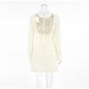 Elegant Backless Slim Dress Women Lace Up Round Neck Long Sleeved Dresses Summer High Waist Fashion Pullover Mini Short Dress