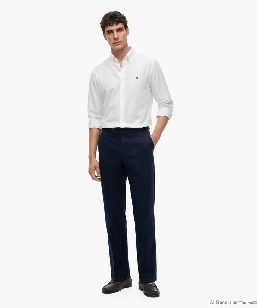 TOMMY HILFIGER [גזרה רגילה] חולצת אוקספורד אחידה (T12G6Wsh190Mt1Ybr)