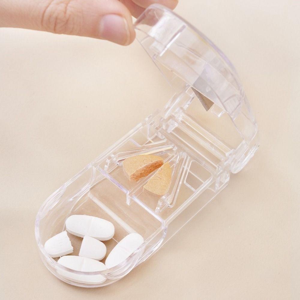 

Round Pill Splitters Cutter Transparent Pill Cutter Box Durable 7-compartment Pill Box Home style 2
