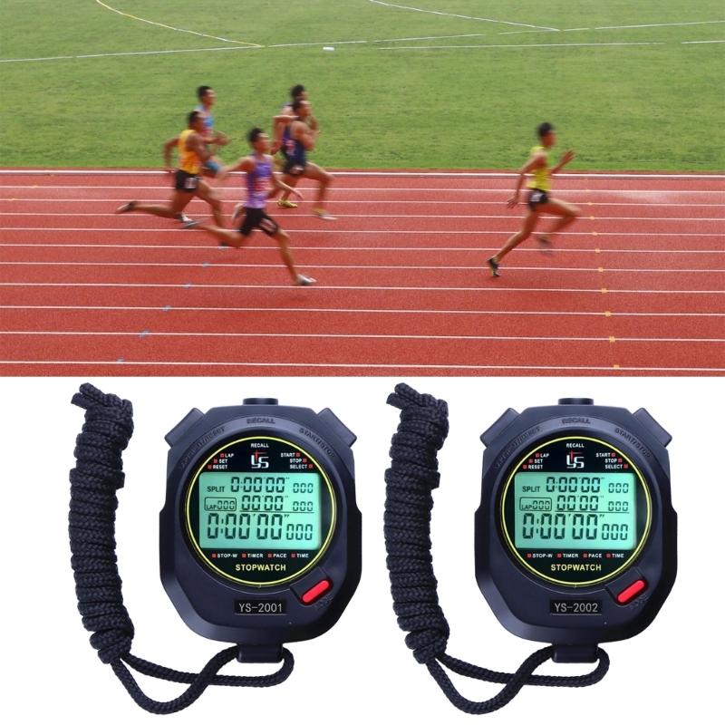 Stoper Sportowy Timer Okrążenie Podział Cyfrowy Stoper z Zegarem Kalendarzem Alarmem, Wstrząsoodporny Stoper do Treningów Sportowych