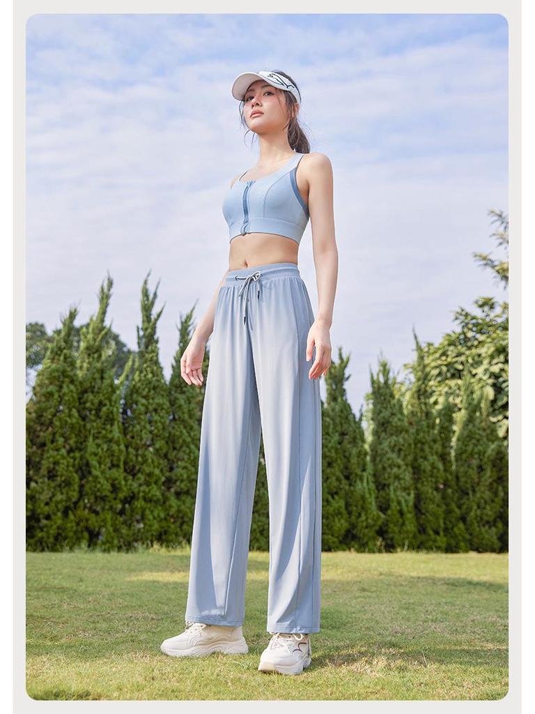 Plus Size Women's Sun Protection Nylon Draping Pants - Spring/Summer Casual Straight-Leg Slimming Wide-Leg Ice Silk.