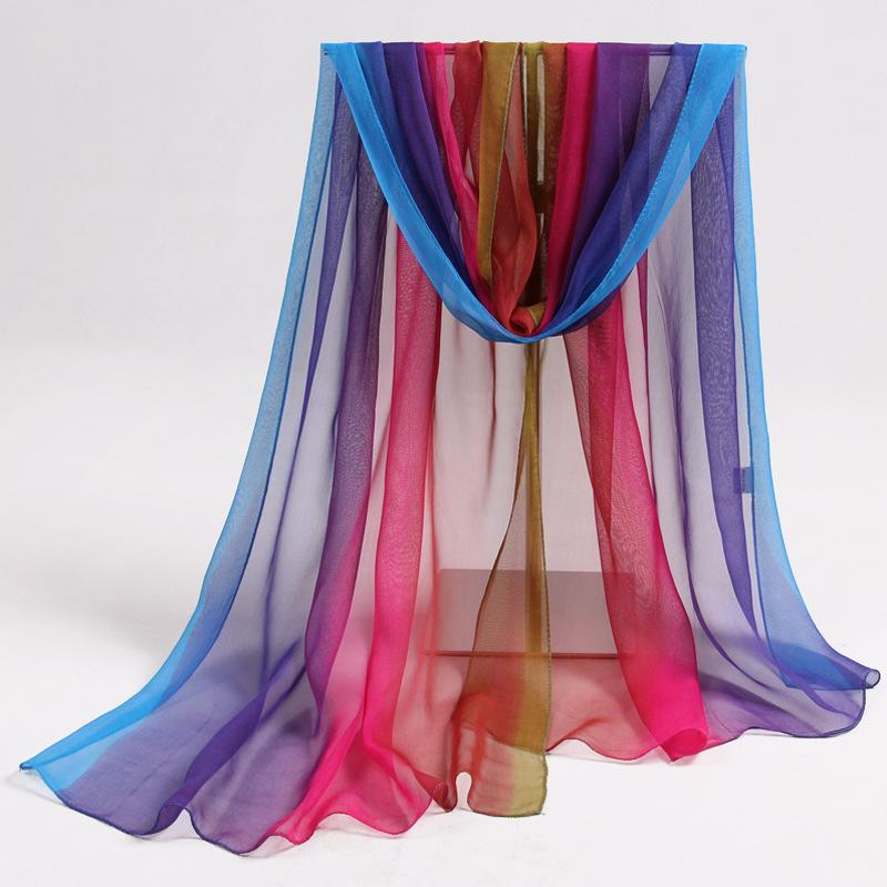 Summer Gradient Scarf Long Scarf Women's Beach Scarf Sun Protection Shawl Air Conditioning Shawl