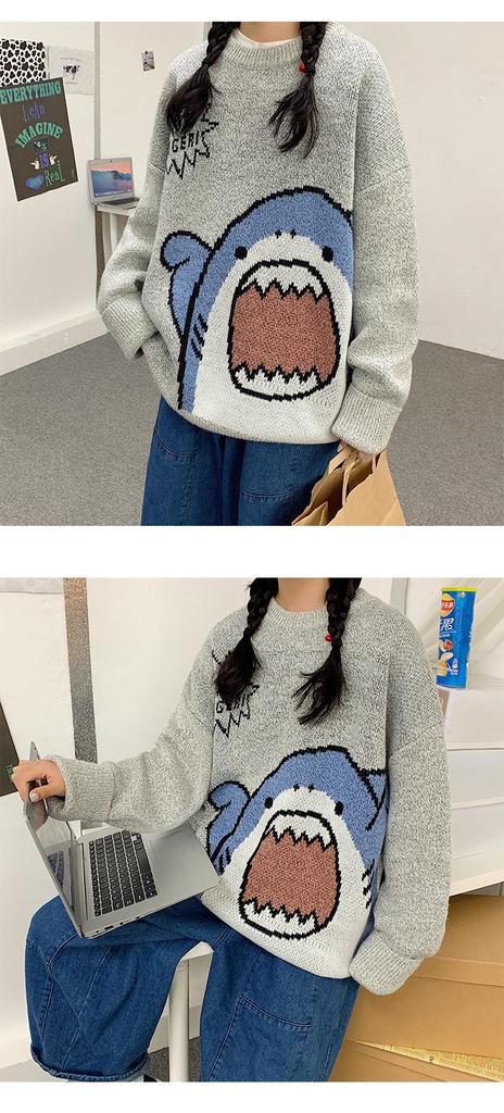French Couple Niche Design Cute Cartoon Pullover Sweater - Women's Loose Autumn/Winter Outerwear
