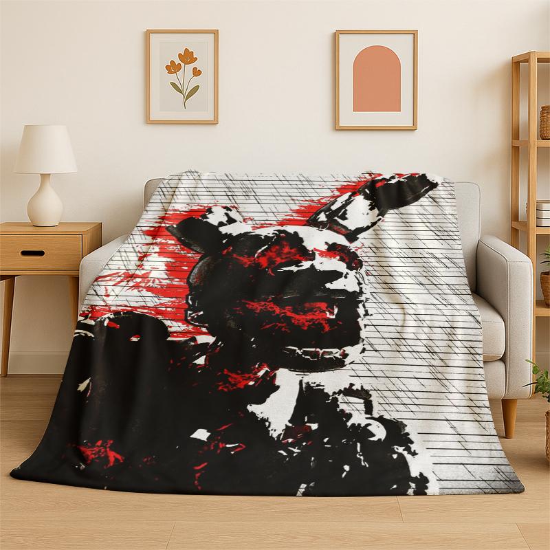 

Classic F-FNAF Horror Game Freddy Flannel Blanket Soft Warm Throw Blanket for Bedroom Living Room Bed Travel Camping Picnic 75x90cm