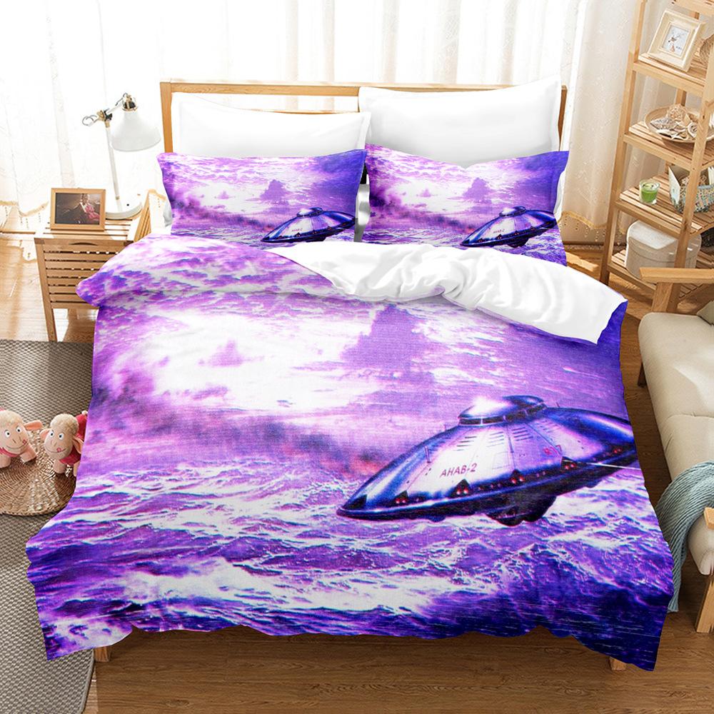 3D digital printing bedding four-piece set three-piece set vaporwave art retro bed sheet quilt