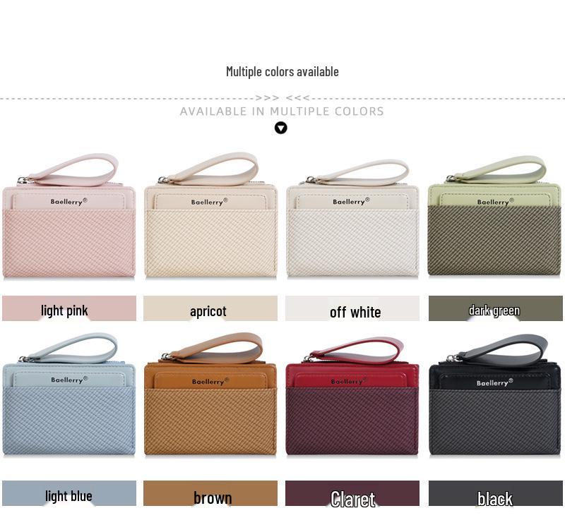 High-End Women's Short Wallet with Wrist Strap - Multiple Card Slots & Fashionable Zipper Coin Purse