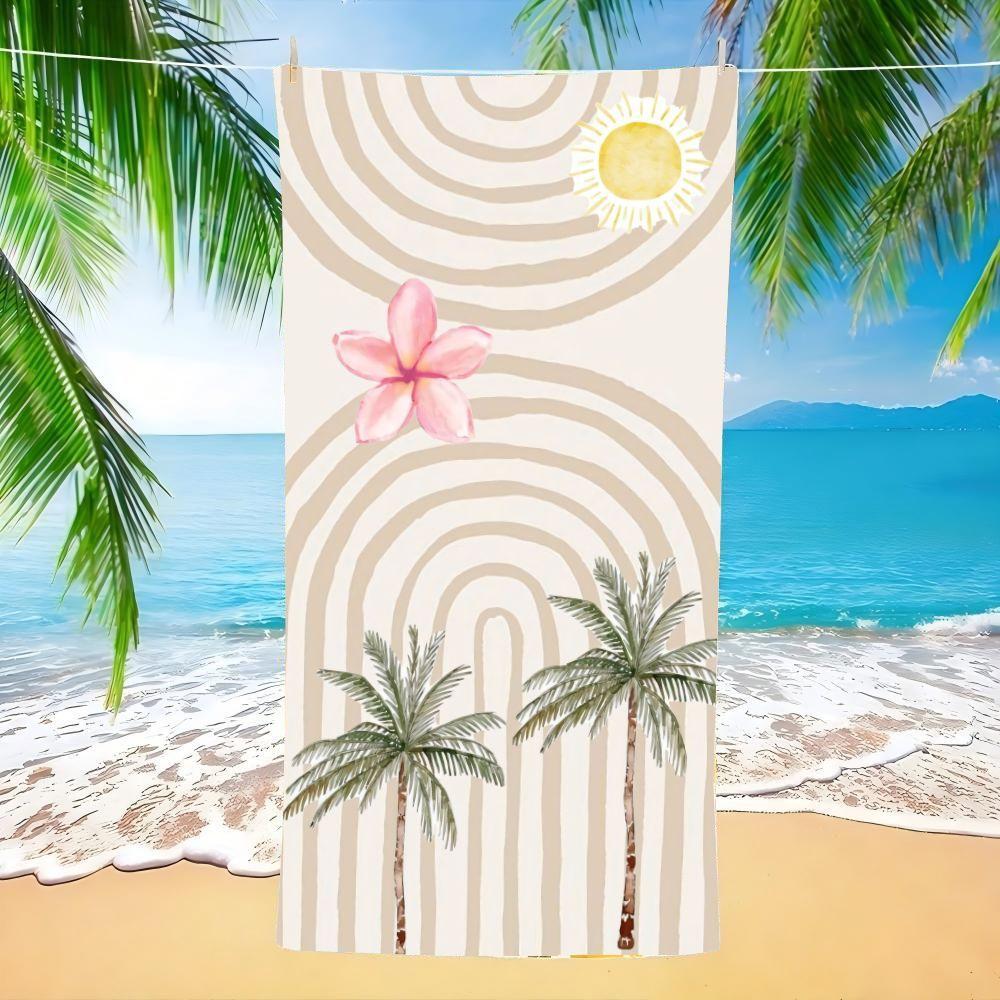 Palm Tree Sun Retro Beach Towel Vintage Summer Swim Cover Up Nostalgic Holiday Souvenir