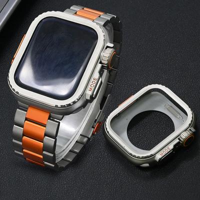 Correa de Titanio para Apple Watch Ultra 2 49mm 44mm 46mm 45mm 44 Caja de Aleación de Aluminio + Pulsera de Lujo para Hombre Correa Iwatch 10 9 8 7 6 SE
