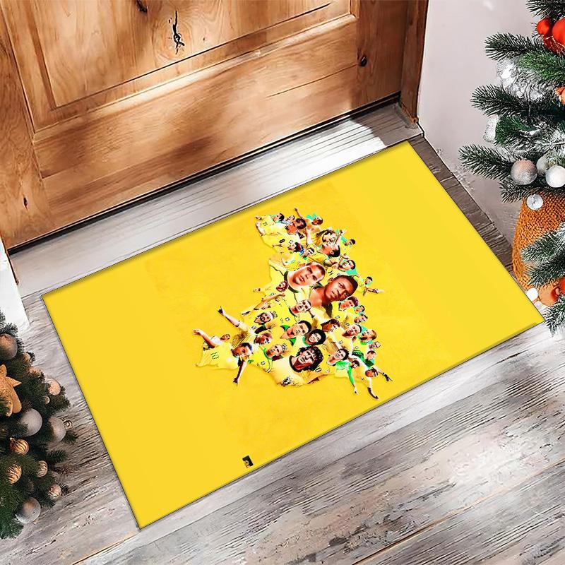 Brazil national football team Printed Flannel Area Rug Non Slip Soft Polyester Floor Carpet Indoor Decor Mat for Bedroom Living Room Sofa