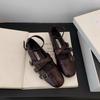 Cross belt design sense Mary Jane single shoes women's 2025 spring new French flat bottom square head commuter small leather shoes