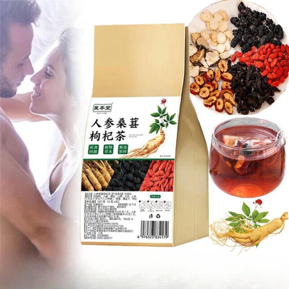 Ginseng Mulberry Medlar Tea Chinese Herbal Tea for Liver Kidney Health Support