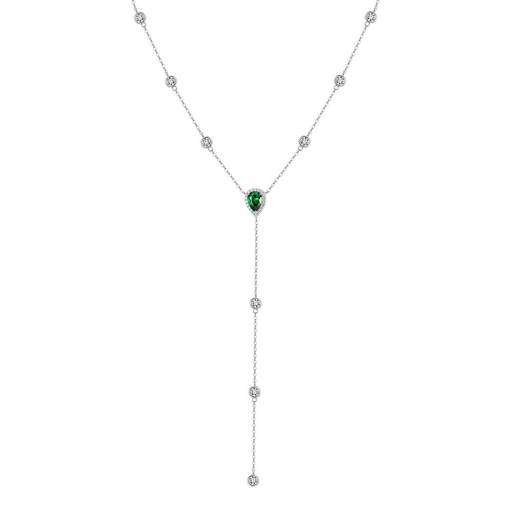 ORSA JEWELS Изысканное серебряное колье-цепочка 925 пробы Brilliant Y-образной формы для женщин с фианитами Летний ювелирный аксессуар BQN39