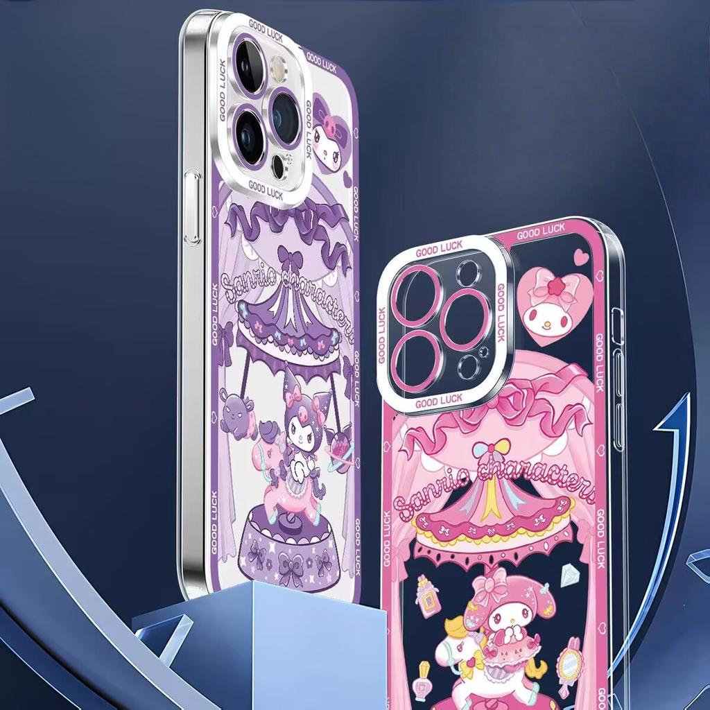 Sanrio Lovely Kuromi Melody Case For Xiaomi MI 15T Pro POCO F7 X7 X6 F5 X4 GT M4 Pro 5G Transparent INS Soft Phone Casing