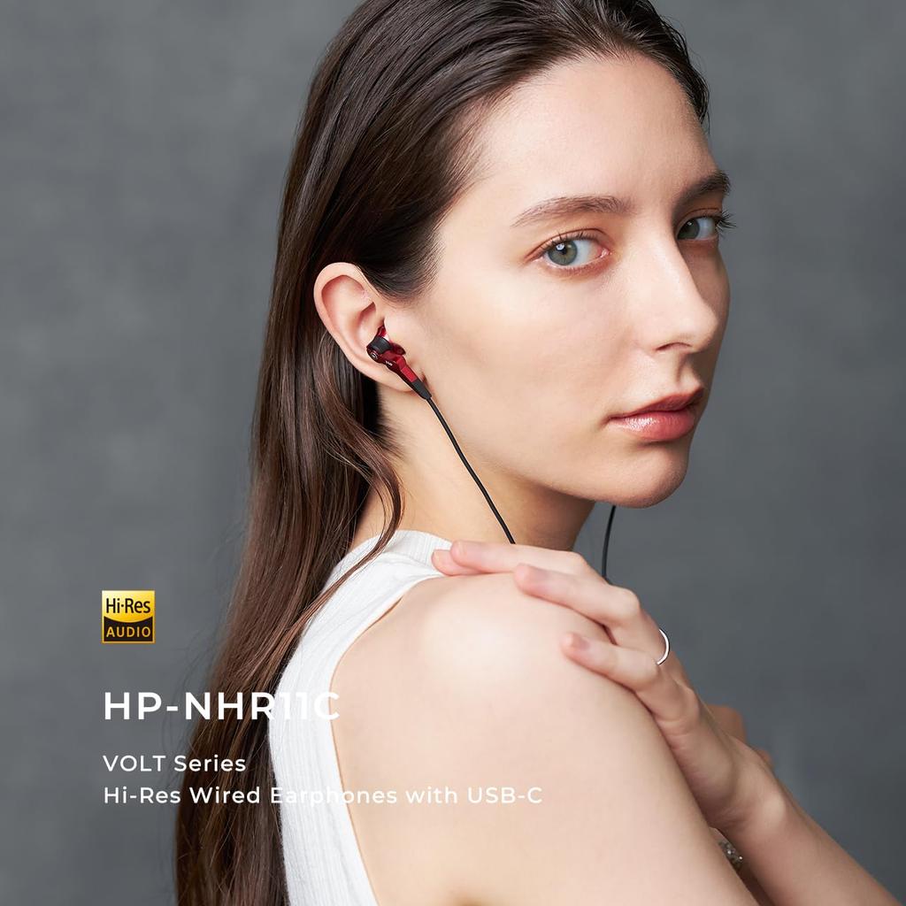 Radius New VOLT series standard model with heavy featuring a structure wired design HP-NHR11C High-Resolution USB-C Earphones ear's bass, High-MFD