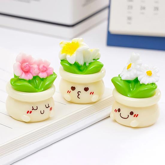 2 Pcs Miniature Dollhouse Flowers Mini Resin Potted Plant Figurine Tiny
