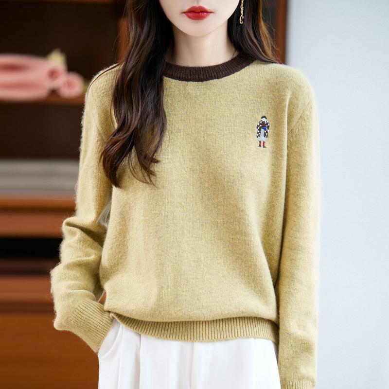 Women's Cashmere Sweater Qinghe Cashmere 30% Cashmere 70% Wool Autumn and Winter Pullover Warm and Fashionable