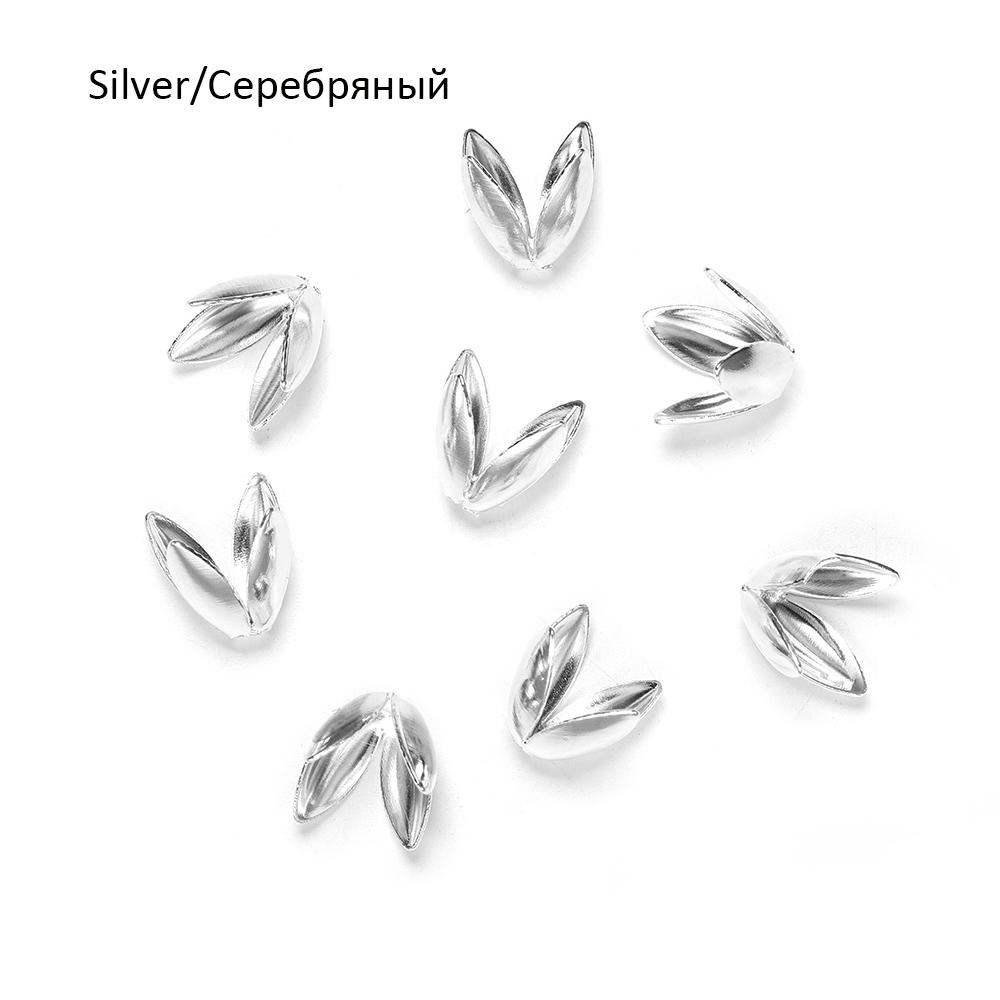 100pcs/lot Gold Color Flower Metal Petal Bead Caps Four Leaves Bead Cups For Jewelry Making