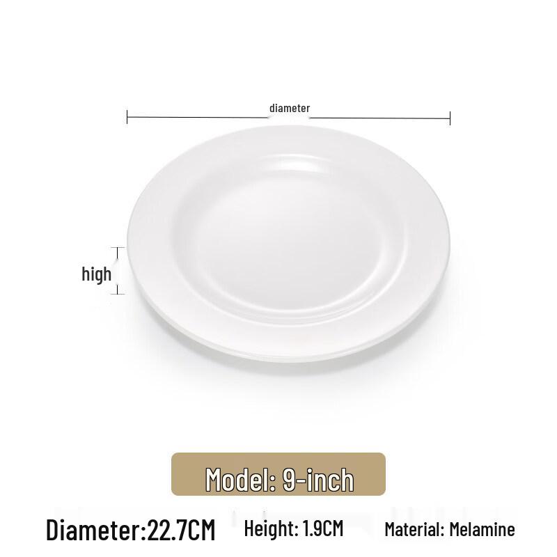 Yipan White Melamine 9-inch 3-Compartment Plates (Set of 5)