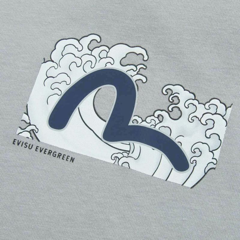 Evisu Seagull Wave Samurai Print Short Sleeve T-Shirt Men T-Shirts 2ESHTM3TS573RXCT
