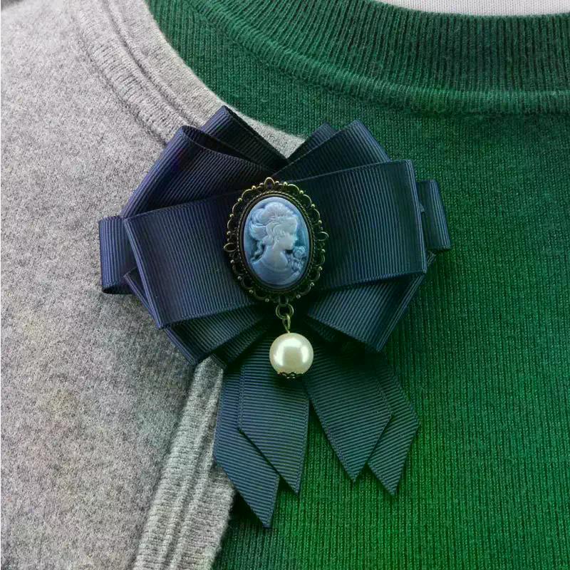 Retro Kurdele Fiyonk Broş Takım Elbise Gömlek Yaka İğnesi Yas Broşu Kadın Giyim Korsaj Kıyafet Süsleme Aksesuarları