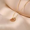 Interlocking Double Ring Gold Plated Zircon Light Luxury Simple Clavicle Necklace For Women