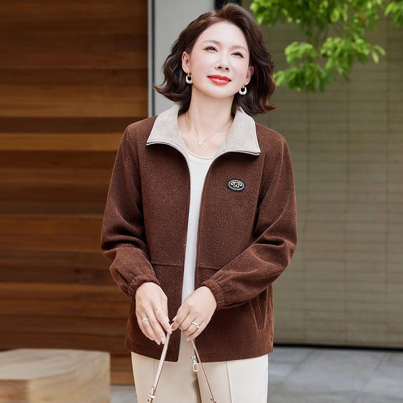 Autumn Corduroy Cardigan Jacket for Middle-Aged & Elderly Women