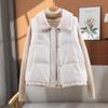 Lamb Wool Down Cotton Vest Women's Autumn and Winter New Cotton Vest Solid Color Vest Jacket