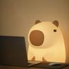 Cute Capybara Night Light Dimmable Rechargeable Touch Pat Lamp Soft Silicone Nursery Nightlight for Kids Room Bedroom Bedside Home Decor Gift