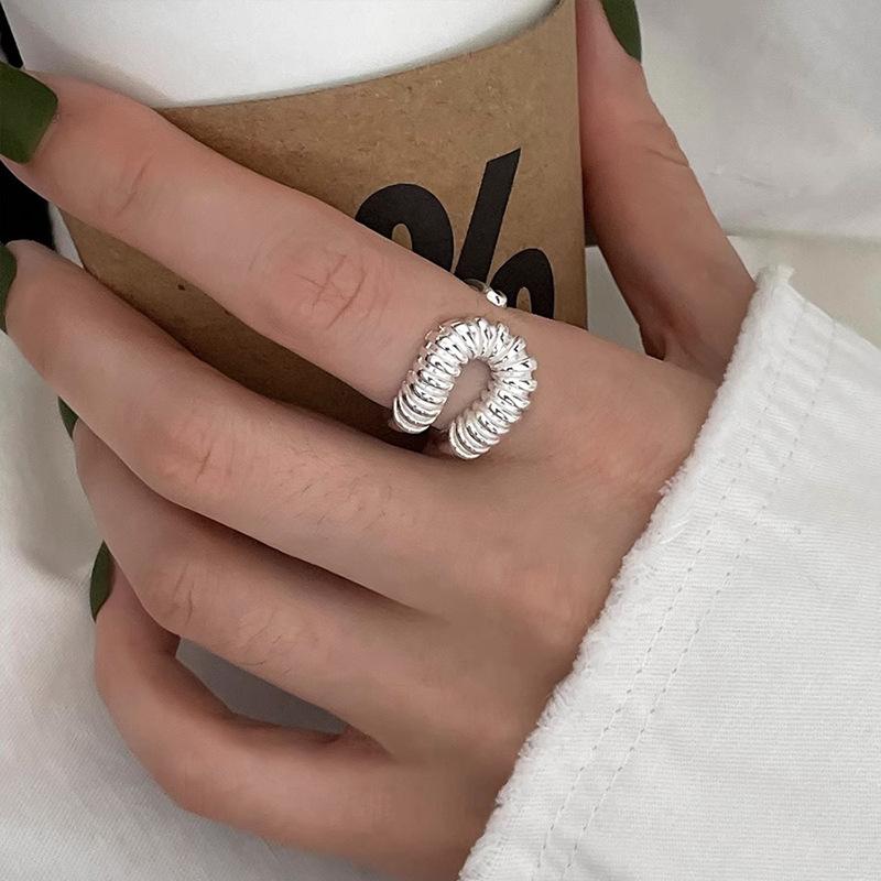 Korean Minimalist Style Geometric Copper Ring Adjustable Size Fashion Accessory Women For