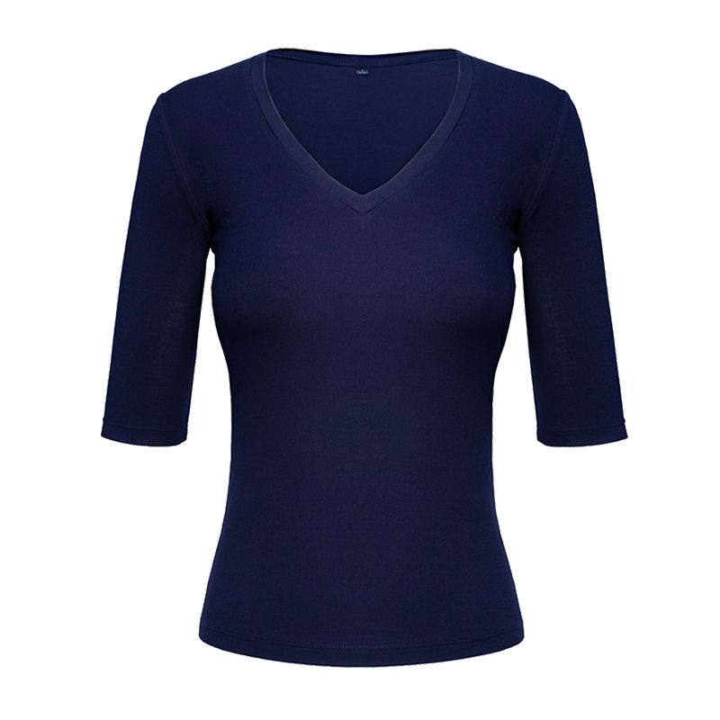 European Goods Fashion All-Match Insvv Collar Mid-Sleeve T-shirt for Women 2025 Summer Modal T-shirt Undershirt Slim Looking Tops Fashion