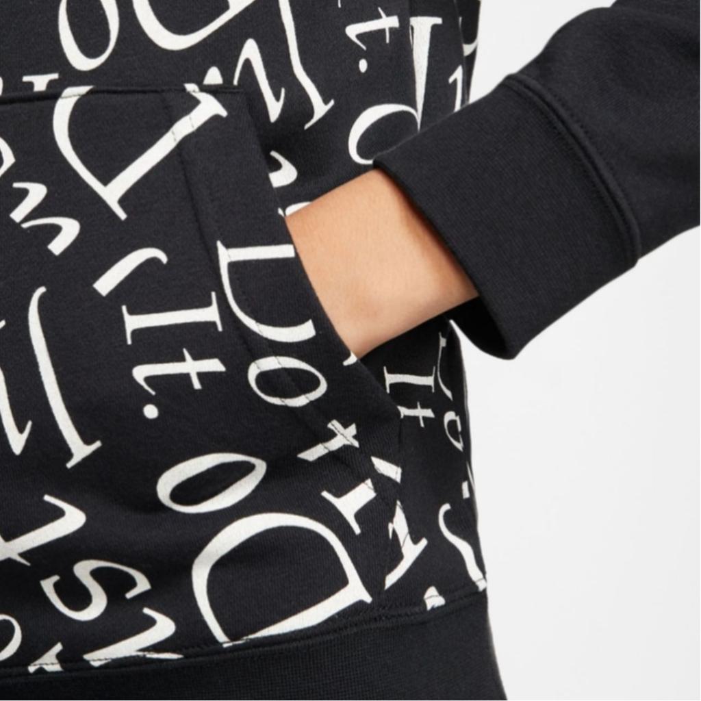 Nike Sportswear Zip Letter Print Hoodie Kids Hoodies Black CJ7833-010