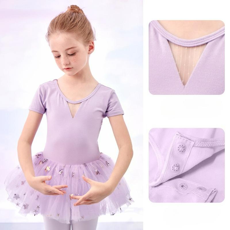 Children's Dance Clothes Girls Spring and Summer Short-sleeved Chinese Dance Clothes Practice Clothes Girls Dance Clothes Tutu Princess Dress