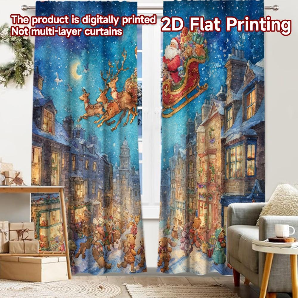 

2pcs, 2D FLAT PRINTING Curtains (Without Rod) Santas Journey(1) Modern Fashionable Curtainments during the Christmas holiday 52.50 × 116.00 cm 2 pcs