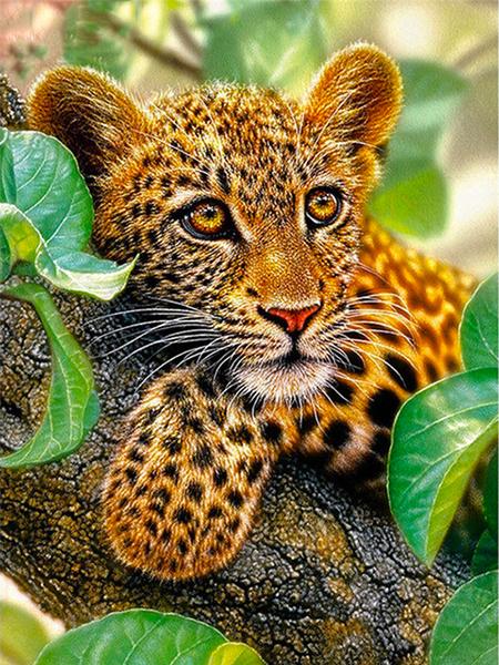 5D DIY Diamond Painting Leopard Mosaic Diamond Embroidery Full Round Drill Animal Cross Stitch Kit Home Decoration