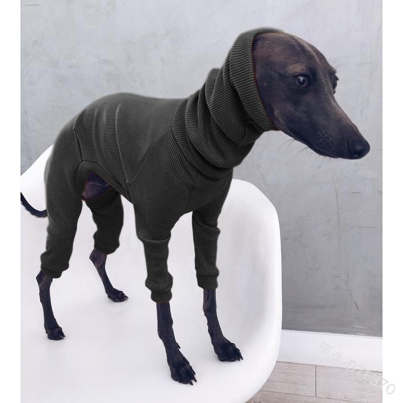 European & American Solid Color High-Neck Slim Fit Ribbed Dog Clothes for Autumn & Winter.