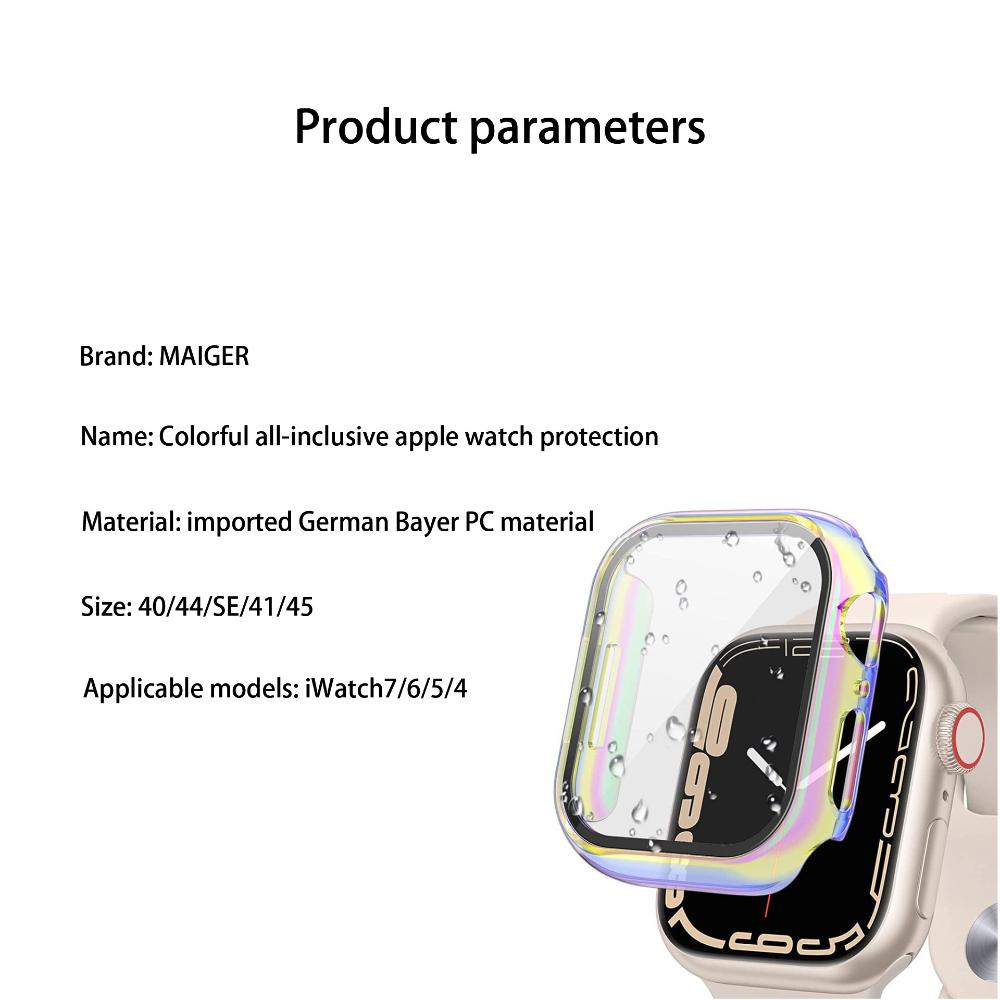 NEW PC Colorful Watch Case Built-in Tempered Glass for Apple Watch 45mm 40mm 44mm 41mm IWatch Series 9 8 7 6 SE 5 Coverage Cover