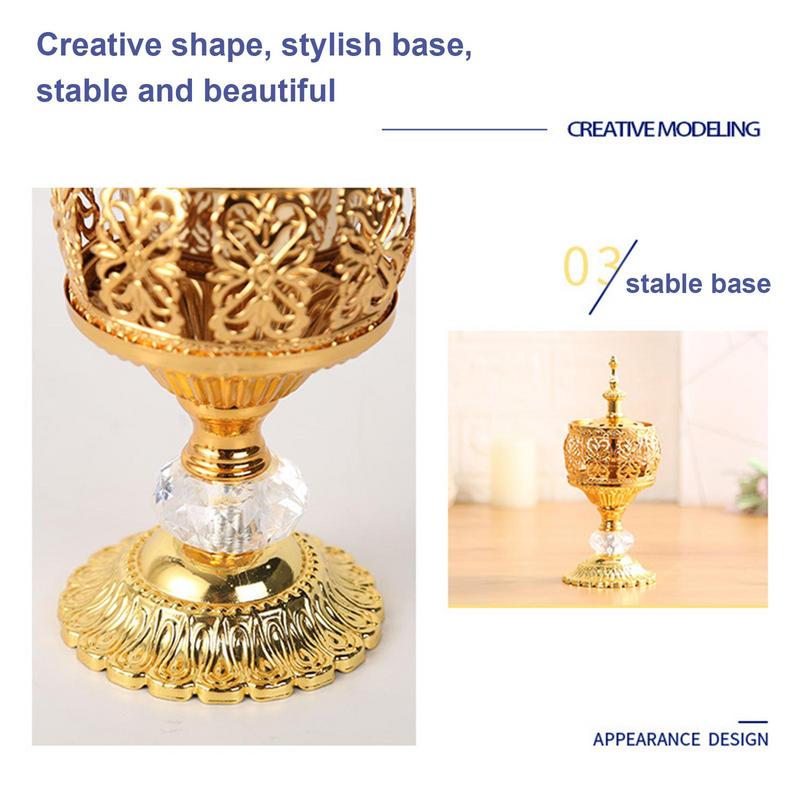 Metal Incense Burner Holder Censer Cone Arabian Stick Frankincense Vintage Bakhoor Coil Ash Catcher Iron Aromatherapy Fragrance