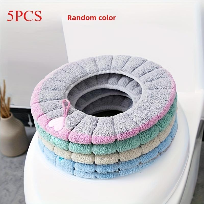

5pcs WinterWarmth Toilet Seat Covers - Soft Thick Warm Cushion, Removable & Easy-Clean, Ideal for Home, Dorms, Holiday Gifts, Christmas Presents 5pcs