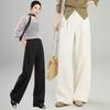 2026 Spring Women's Tencel Wool High-Waisted Wide-Leg Pants - Casual Loose Drapey Slimming Floor-Length Trousers