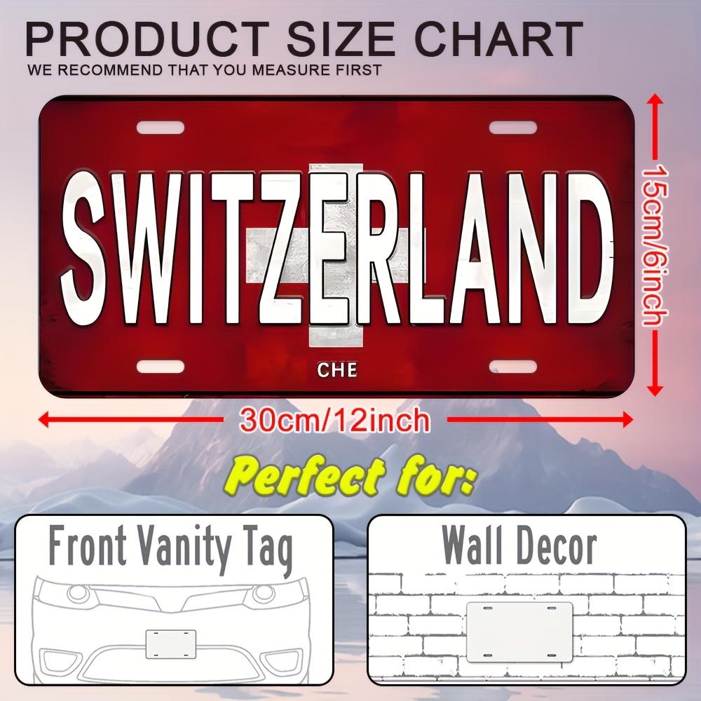

Switzerland CHE National Flag Vintage License Plate Style Aluminum Metal Sign Retro European Country Souvenir Wall Art Decor for 15x30cm(5.9x7.8inch)