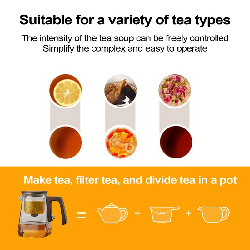 Glass Teapot With Infuser Glass Kettle With Strainer Multifunctional Glass Filter Tea Set With Wooden Handle Magnetic Tea Brewer